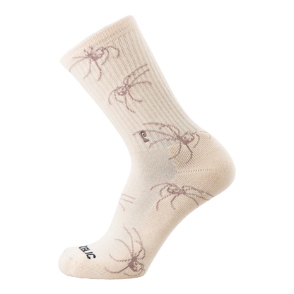 Psockadelic Spider Yin Yang Crew Socks Cream