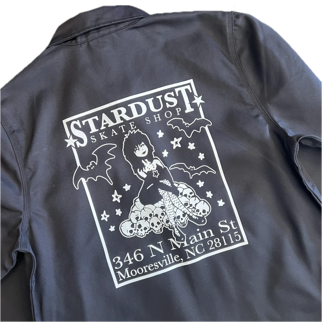 Stardust "Goth Girl" Dickies Screenprinted Unlined Eisenhower Work Jacket Black / White