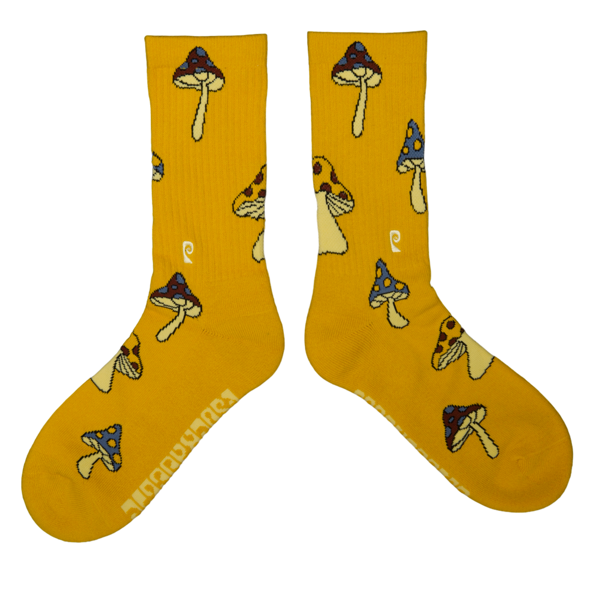 Psockadelic Shrooms 2 Crew Socks Yellow