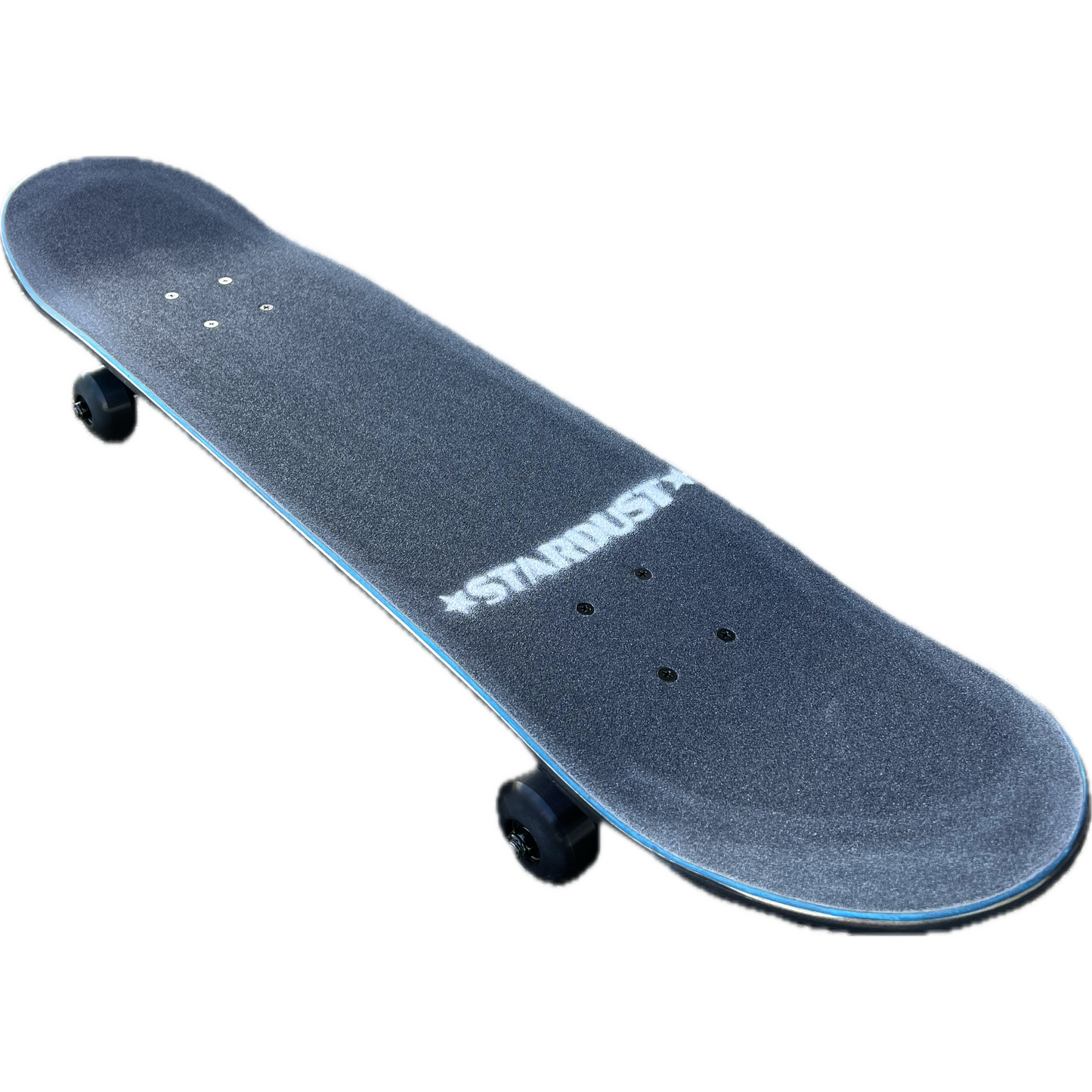 Stardust Silver Glitter Star Pre-Built Complete 7.75" x 32.0" Entry Level Skateboard Matte Black / Silver Glitter