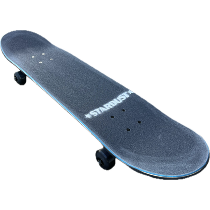 Stardust Silver Glitter Star Pre-Built Complete 7.75" x 32.0" Entry Level Skateboard Matte Black / Silver Glitter