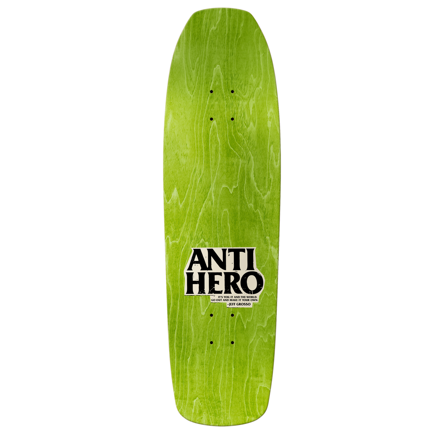 Anti Hero Skateboards Skate Shop Day 2025 Jeff Grosso "Hand Plant" By Lance Mountain "Old Guy Square Edge" Deck With Wheel Wells 9.25" Black Pearl / Brown Stain