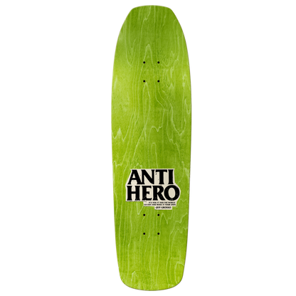 Anti Hero Skateboards Skate Shop Day 2025 Jeff Grosso "Hand Plant" By Lance Mountain "Old Guy Square Edge" Deck With Wheel Wells 9.25" Black Pearl / Brown Stain