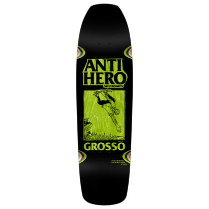 Anti Hero Skateboards Skate Shop Day 2025 Jeff Grosso "Hand Plant" By Lance Mountain "Old Guy Square Edge" Deck With Wheel Wells 9.25" Black Pearl / Brown Stain