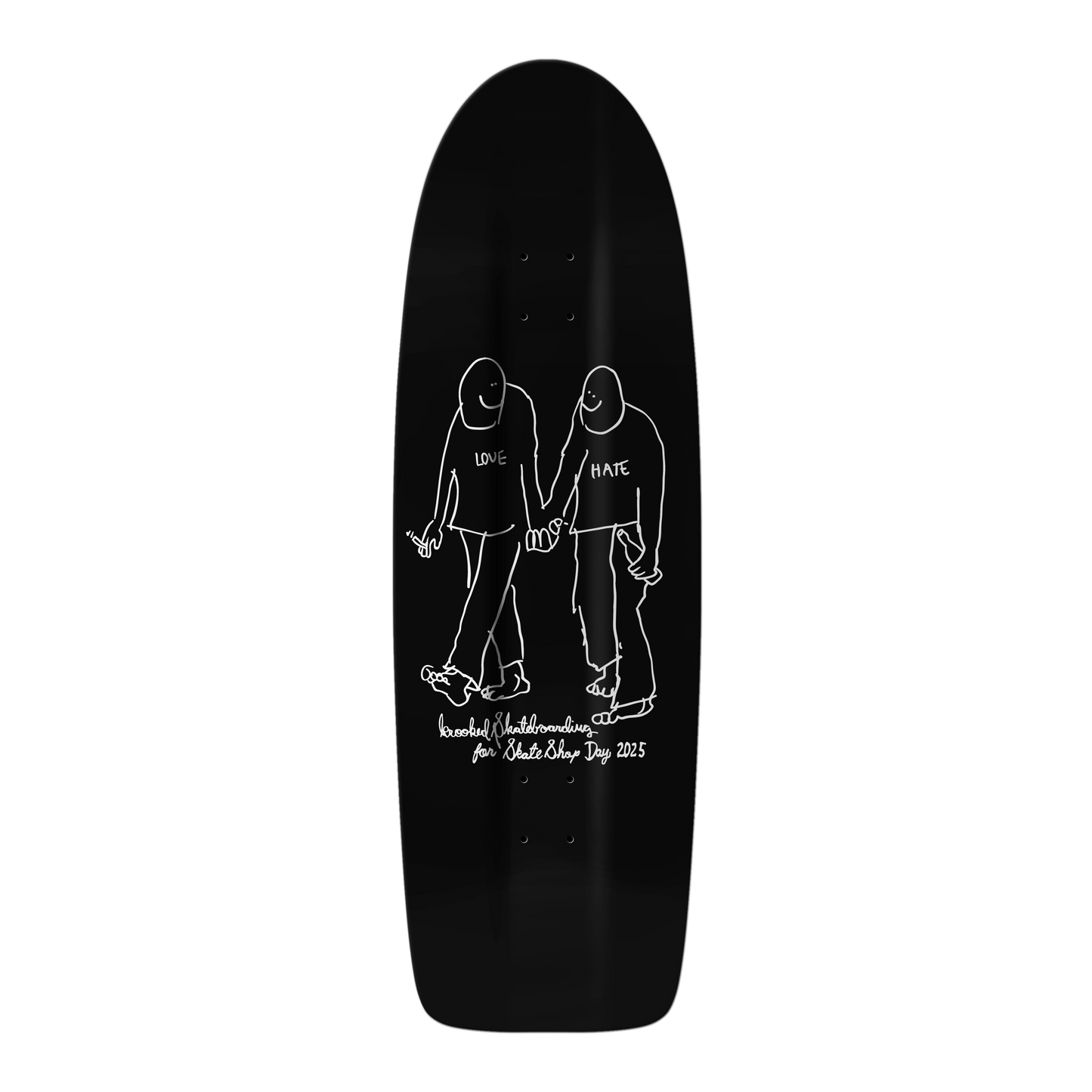 Krooked Skate Shop Day 2025 "Hate" Beamer Deck 10.75" Black / Full White Dip