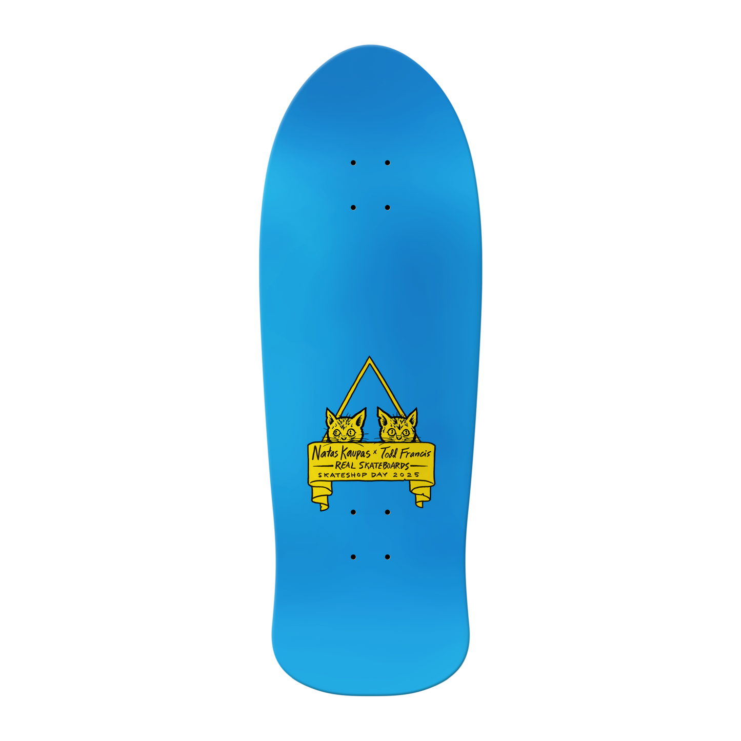 Real Skateboards Skate Shop Day 2025 Natas Kaupas "Panther" By Todd Francis Shaped Deck With Wheel Wells 10.8" Full Blue Dip