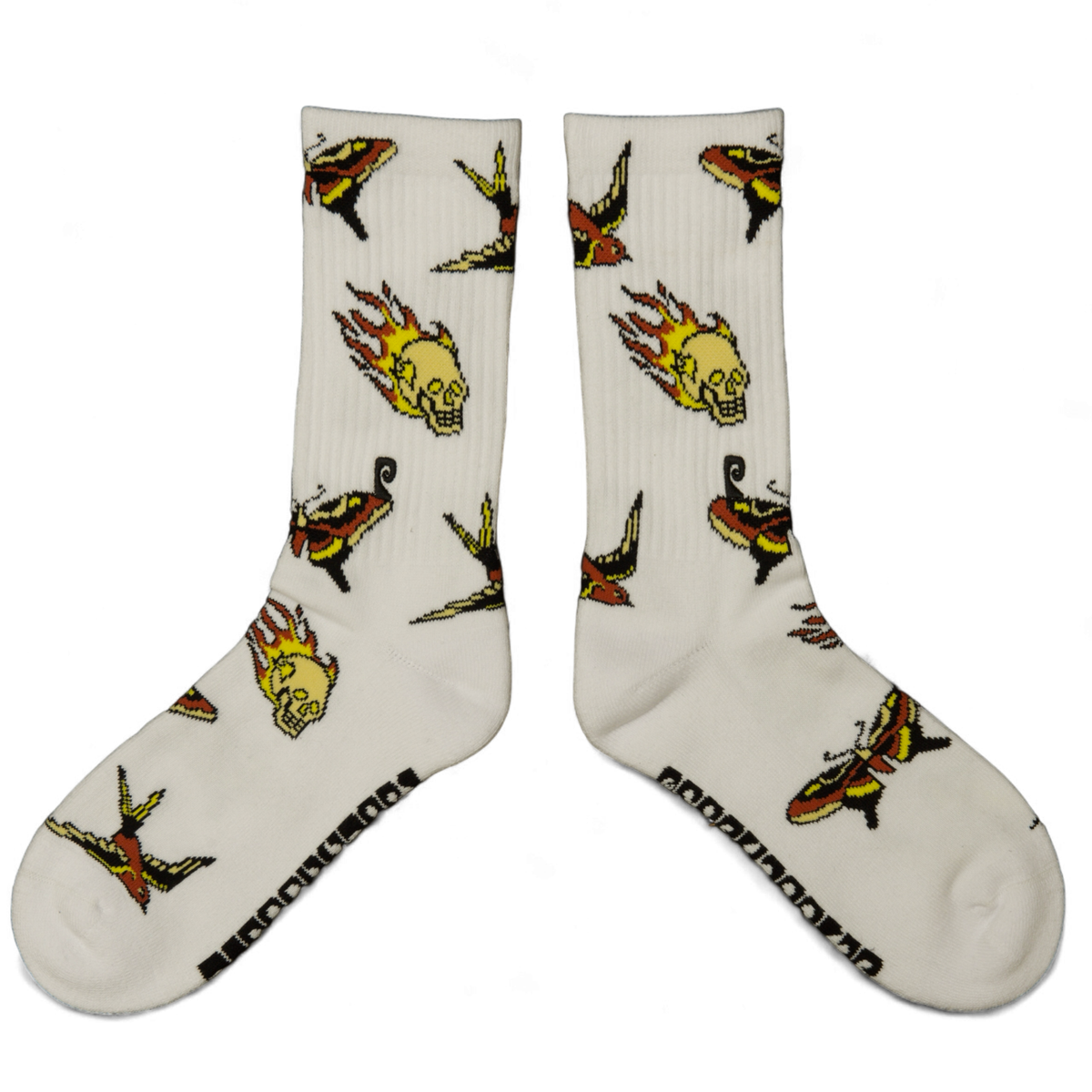 Psockadelic Tattoo Crew Socks White