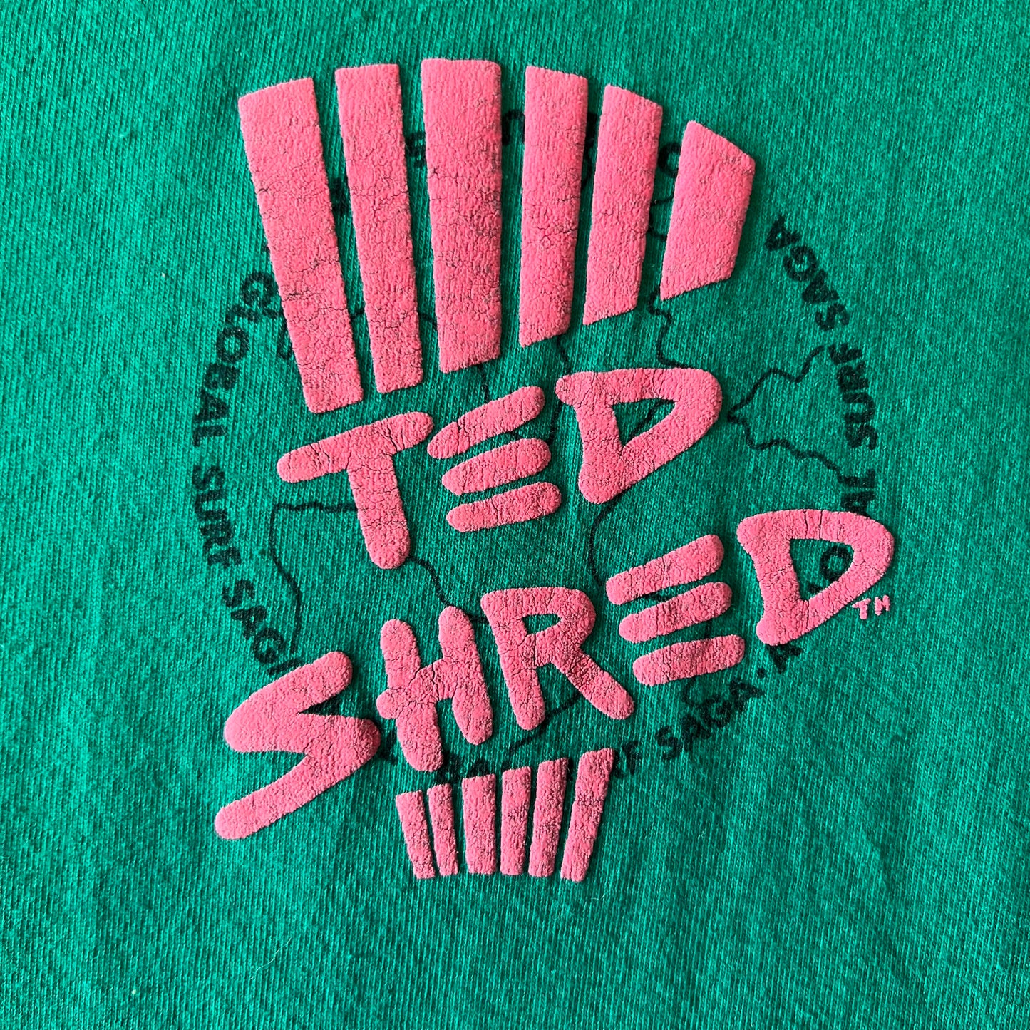 Vintage 1990s Ted Shred Tee - X-Large - Teal