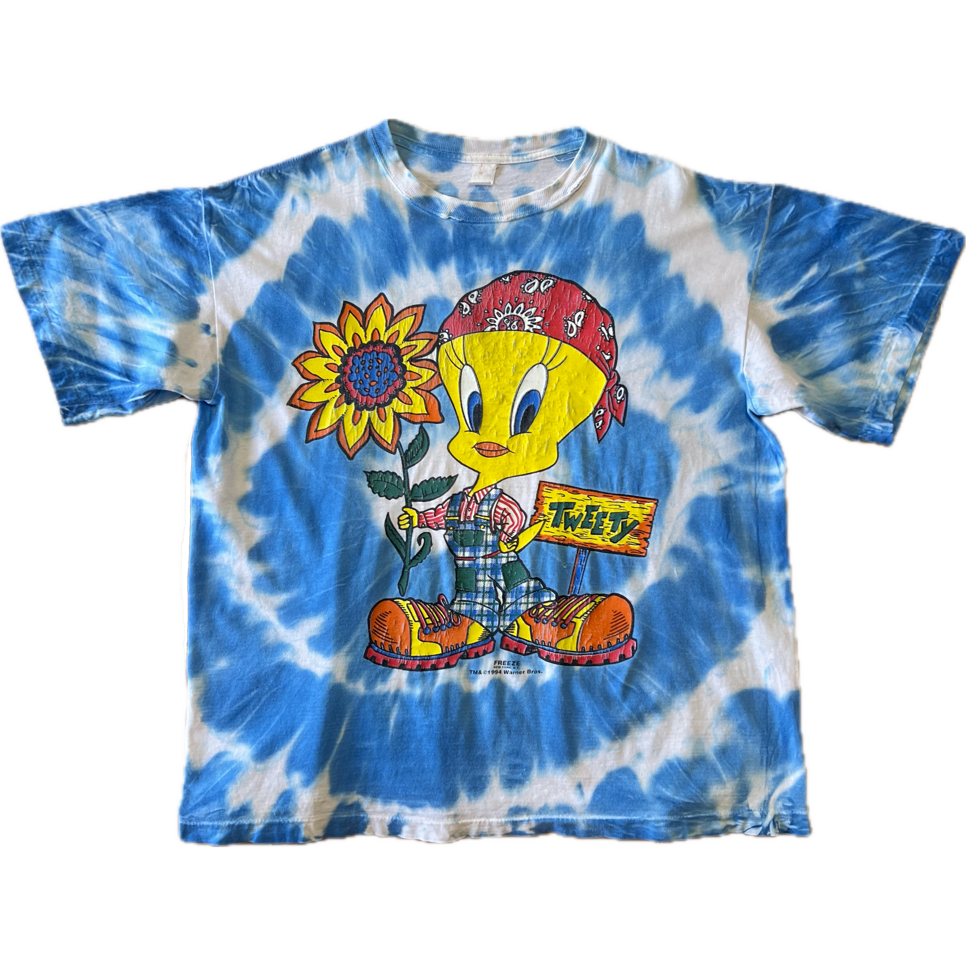 Vintage 1994 Tweety Tee - X-Large - Blue / White Tie Dye