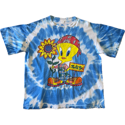 Vintage 1994 Tweety Tee - X-Large - Blue / White Tie Dye