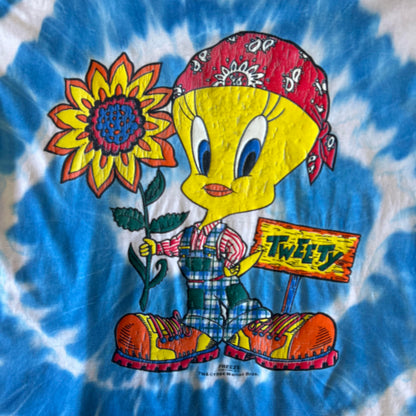 Vintage 1994 Tweety Tee - X-Large - Blue / White Tie Dye