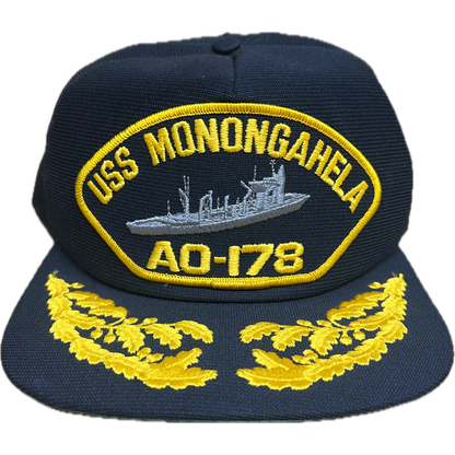 Vintage USS Monongahela (AO-178) Snapback Hat - Navy Blue