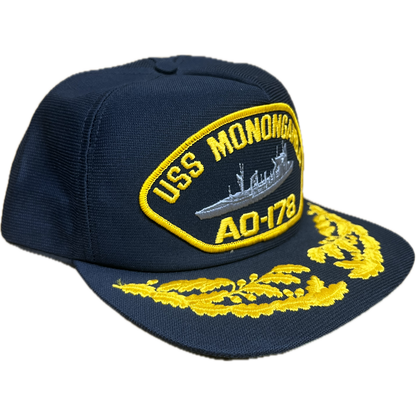 Vintage USS Monongahela (AO-178) Snapback Hat - Navy Blue