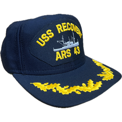 Vintage USS Recovery (ARS 43) Snapback Hat - Navy Blue