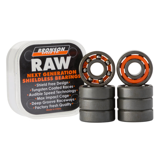 Bronson Speed Co. Raw Shieldless Skateboard Bearings