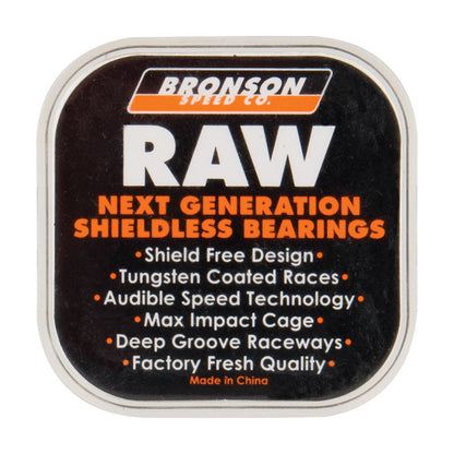 Bronson Speed Co. Raw Shieldless Skateboard Bearings